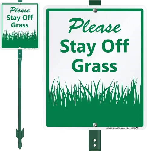 Vista 4 de Cartel "Please Stay Off Grass" de SmartSign Plástico de 10 x 14 pulgadas