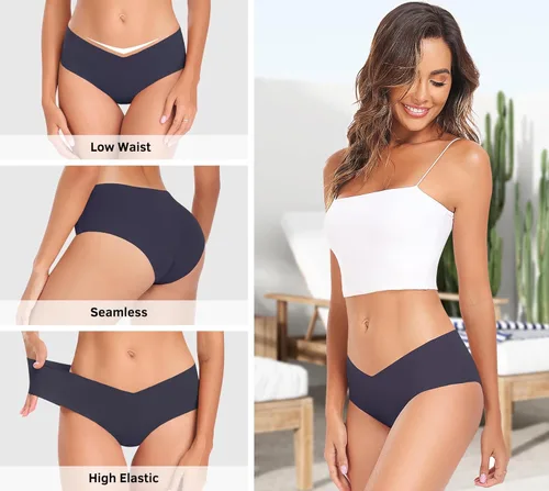 Vista 2 de Altheanray Ropa interior para mujer, ropa interior sedosa sin costuras, ropa interior para mujer, bragas, hipster, invisible, ropa