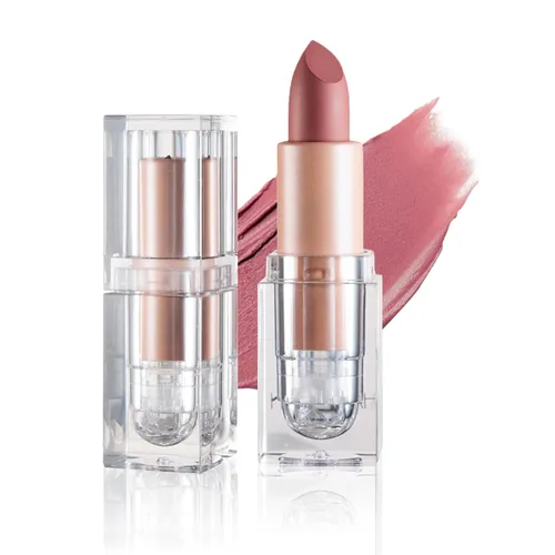 Vista 12 de IONSGAKO Lápiz labial mate nude con brillo labial aterciopelado, no se decolora, no es pegajoso, lápiz labial nude en taza, mancha labial mate