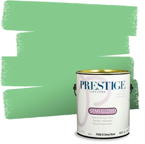Vista 140 de PRESTIGE Pintura exterior e imprimación en uno, aloe, plano, 1 galón