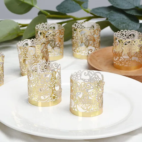 Vista 5 de LOVEINUSA 48 portavelas votivas, velas de té dorado, hada de velas