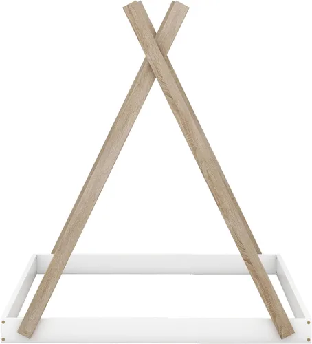 Vista 17 de SOFTSEA Cama de metal individual, plataforma de metal con tablillas, plataforma de cama con forma de triángulo doble para niños (negro)