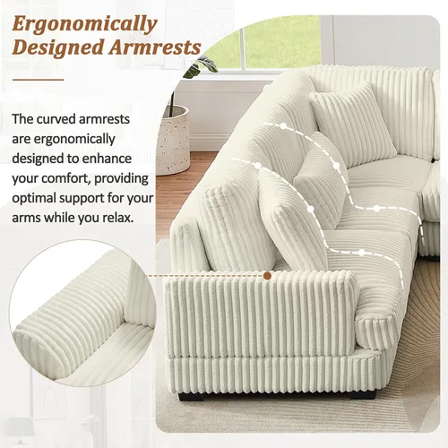 Vista 8 de 129in Oversized U-Shaped Sectional Couch Sofa, Modular Cloud Couch with Chaise Lounge, L Shaped Convertible Sectional Sofas for Living Room Beige