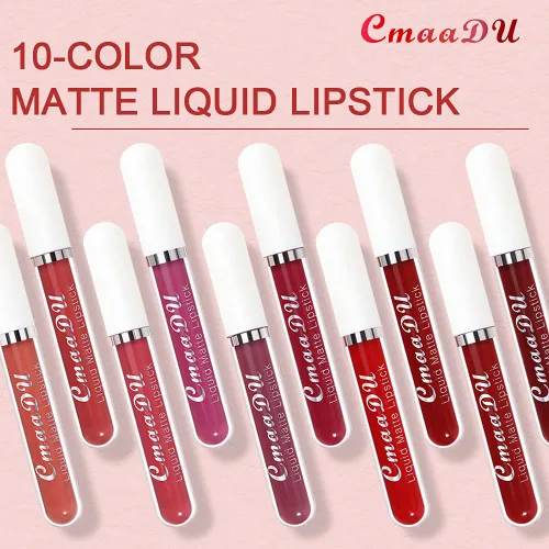 Vista 6 de evpct CmaaDU - Juego de 10 lápices labiales mate líquidos, color rojo oscuro, de larga duración, 24 impermeables, a prueba de manchas, catsuit mate