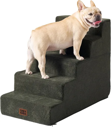 Vista 17 de EHEYCIGA Escaleras para perros pequeños de 16.5" de altura, escalones de 3 peldaños extra anchos para perros para sofá y silla, escalones para 2-Gris