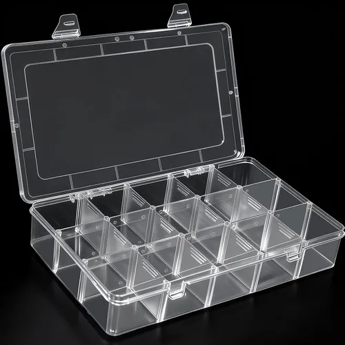 Vista 17 de DUOFIRE Caja Organizadora de Plástico Transparente para Perlas de Joyería, Caja de Almacenamiento con Divisores Ajustables, Cuadrícula Extraíble