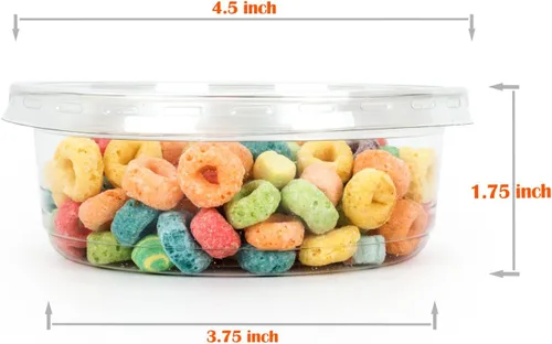 Vista 2 de Golden Apple, Combo de contenedor redondo de plástico PET reciclado ultra transparente de 8 onzas y tapa plana - 20