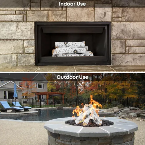 Vista 5 de Stanbroil Juego de troncos de chimenea de gas, troncos de gas de madera de abedul blanco de cerámica para todo tipo de inserciones ventiladas