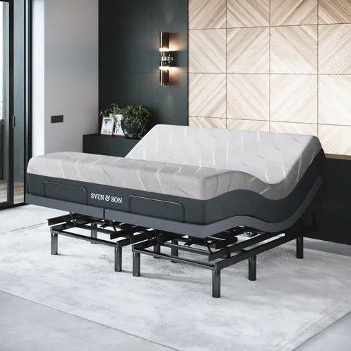 Vista 14 de Sven & Son Bliss Base de Cama Ajustable Solo Armazón, Elevación de Cabeza y Pies, Soporte Lumbar, Inclinación de Cabeza-Almohada, Masaje, Luces