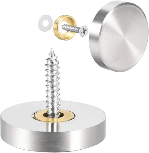 Vista 9 de uxcell Tornillos de espejo tapas decorativas cubierta clavos acero inoxidable pulido 0.394 in 8pcs