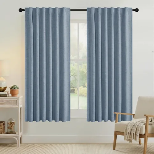 Vista 47 de RYB HOME Cortinas cortas 100% opacas de arpillera, 52 pulgadas de ancho, 45 pulgadas de largo, bloqueo de luz y aislamiento térmico para cocina