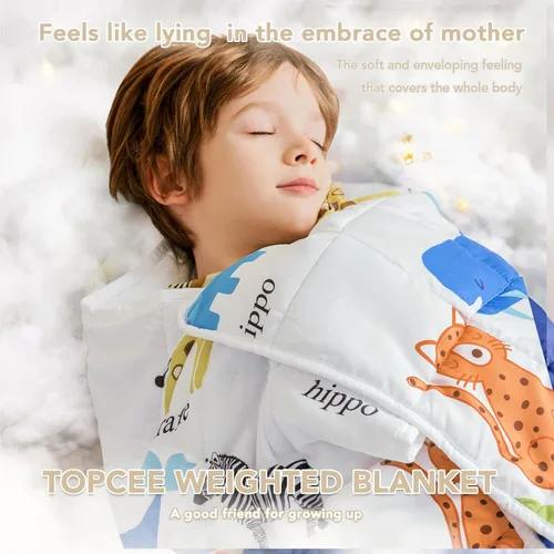Vista 95 de Topcee - Manta con peso (3 libras, 36 x 48 pulgadas), refrescante, para dormir, perfecta para 20 a 40 libras, manta transpirable de tamaño de manta