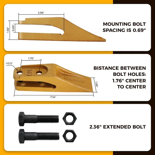 Vista 2 de BDI Wear Parts 6684447 Dientes de Cubo de Trinchera, Dientes de Enganche para Minicargadora y Retroexcavadora con Perno y Tuercas Unitooth/con Perno