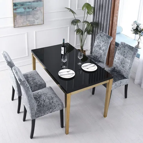 Vista 5 de Dining Room Chair Covers Set 2 4 6 8 Velvet Plush Stretch Parson Chair Slipcovers Removable Washable Chair Protector Banquet Hotel Party -Black-2 PCS