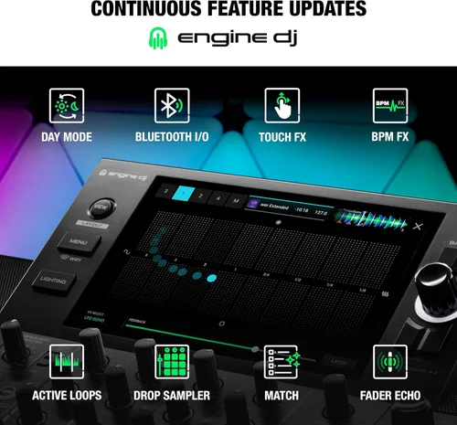 Vista 4 de Denon DJ SC LIVE 4 Controlador de DJ independiente con separación de Stem en 4 plataformas, transmisión Wi-Fi, altavoces incorporados, compatible