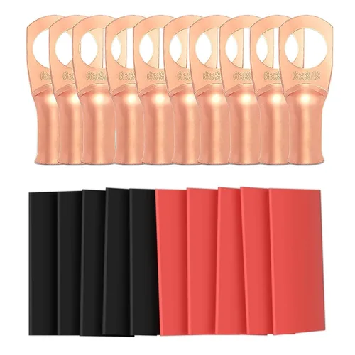 Vista 47 de 6 piezas 1/0 AWG - 1/2" (M12) Sanuke Terminales de anillo para cable de alambre con conectores de extremos resistentes para cable de batería, ojales