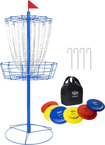 Vista 15 de Disc Golf Basket - Portable Disc Golf Target with Heavy Duty 24-Chains Come with 6pcs Disc Golf Discs and Carry Bag, Ground Stake -Suitable for