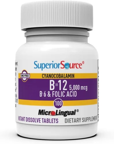 Vista 4 de Superior Source No Shot Advanced B12 (2000 mcg), tabletas microlingües de disolución rápida, 60 unidades, metilcobalamina y adenosilcobalamina, B6