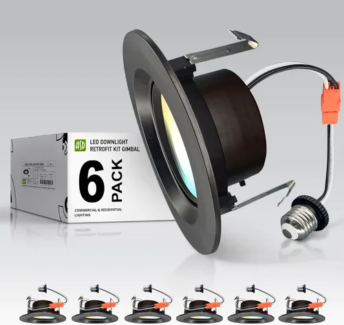 Vista 9 de ASD Retrofit - Luz LED empotrable con cardán de 4 pulgadas, bronce aceitado, 10 W, 811 LM, 2700/3000/3500/4000/5000 K, regulables, LED, Downlights