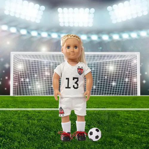 Vista 6 de Ropa de muñeca de 18 pulgadas, uniforme de fútbol para muñecas de 18 pulgadas del equipo de EE. UU., se adapta a muñecas de 18 pulgadas, incluye