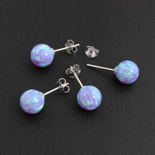 Vista 79 de Natural Stone Stud Earrings for Women 8mm Sterling Silver Genuine Gemstone Earrings Handmade Sterling Silver Crystal Stud Earrings for Women