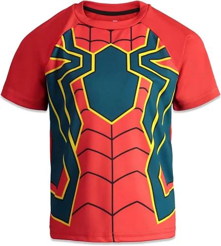 Vista 3 de Marvel Avengers Captain America Spider-Man Iron Man 4 Pack Athletic Graphic T-Shirts Toddler to Big Kid