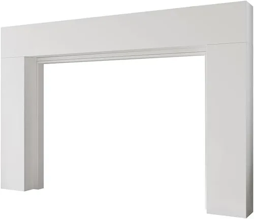 Vista 2 de Modern Ember Sabine Kit de Marco de Chimenea de Madera, Blanco 48" x 42" Abertura 72" x 54" Total Estética Moderna Minimalista; Incluye Marco