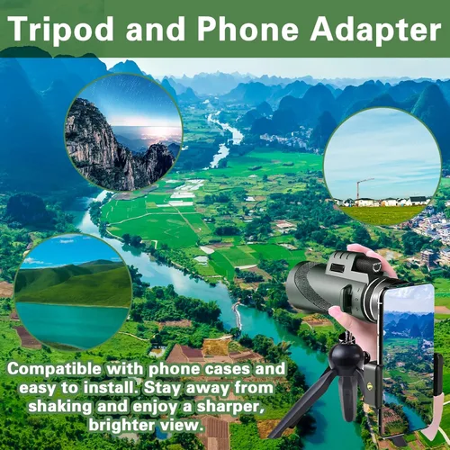 Vista 4 de Monocular para adultos, monoculares de 80 x 100 pulgadas para telescopio monocular de alta potencia para smartphone, vida silvestre, observación
