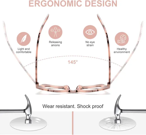 Vista 6 de Reading Glasses for Women Blue Light Blocking Glasses Filter UV Square Readers Glasses for Men and Women