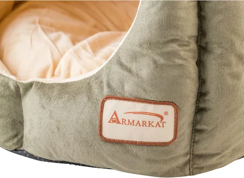 Vista 6 de Armarkat Cama para gatos, verde laurel y beige