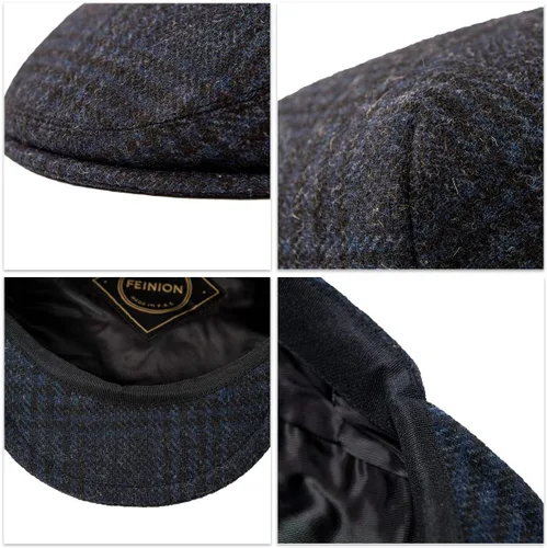 Vista 6 de Gorra de lana Tweed Newsboy Ivy Gatsby Golf Flat Hat para hombre