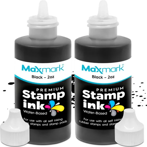 Vista 53 de MaxMark Premium - Tinta de recarga con punta de control en botella para sellos autoentintados, color negro - 2 oz.