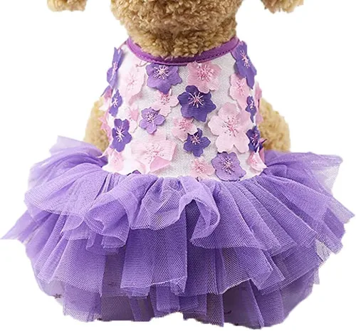 Vista 15 de Vestido de perro arnés para niña, ropa Yorkie para perros pequeños, vestidos para cachorros y niñas, vestido tutú pequeño