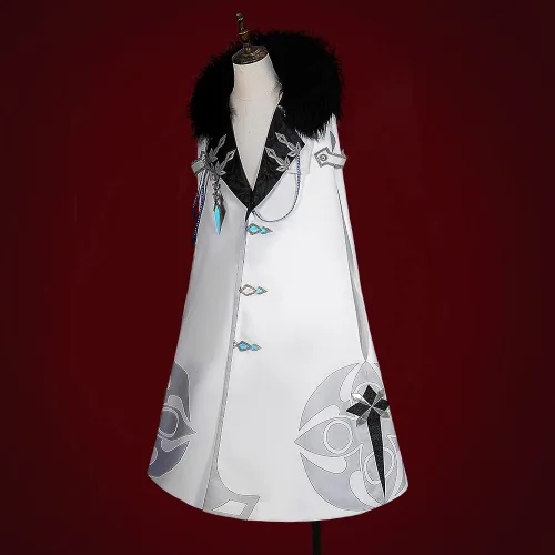 Vista 8 de Disfraz de cosplay de Fatui Harbingers, traje de Genshin Impact, traje de bufón y doctor gallo para hombre