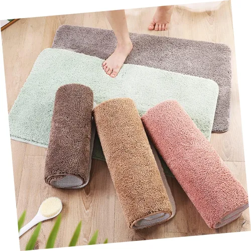 Vista 4 de WOONEKY Alfombra antideslizante para dormitorio, 15.7 x 23.6 in, color café, alfombra de baño de alta absorción