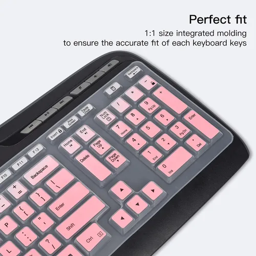 Vista 2 de Logitech MK320 MK320 MK330 MK335 - Funda de teclado de silicona impermeable para Logitech MK320 MK335, piel protectora Logitech MK320, color rosa