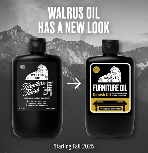 Vista 2 de Walrus Oil - Aceite danés con acabado para muebles. Sellador de madera a base de aceite Tung. Naturalmente libre de COV, acabado mate, botella de 8