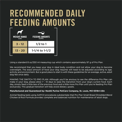 Vista 5 de Purina Pro Plan Con probióticos, alimentos para perros secos de raza pequeña, fórmula de pollo y arroz destrozado - 6 lb. Bolsa