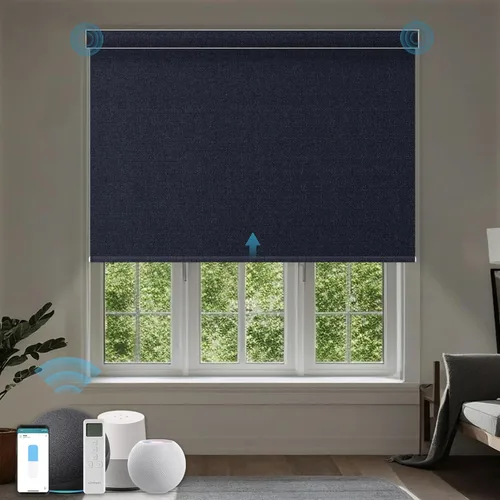 Vista 28 de Persiana Motorizada, Compatible con Homekit Thread-Enabled, Persianas Inteligentes 100% Opacas con Control Remoto, Persiana Enrollable Eléctrica