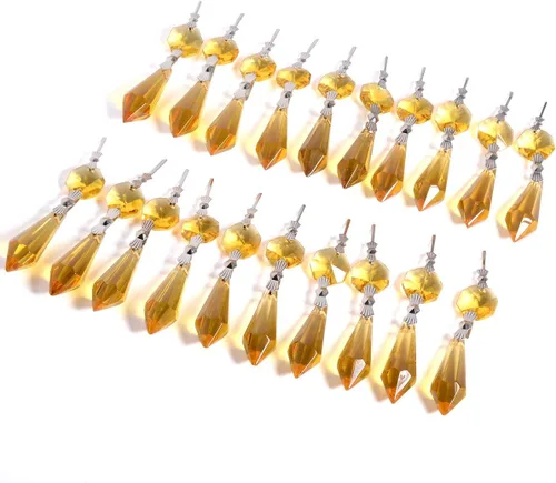 longsheng 20 piezas de 38 mm de cuentas de cristal de repuesto para lámpara de araña, prismas de cristal colgantes de color AB, cuentas de cristal