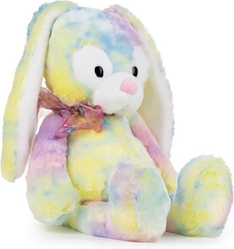 Vista 2 de Gund animal de peluche, conejo de pascua orejudo color manchado.