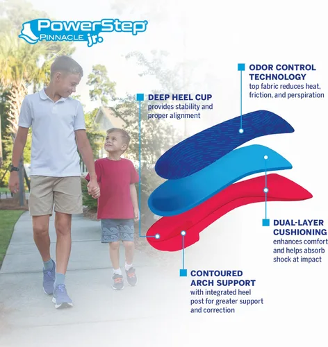 Vista 4 de PowerStep Pinnacle Junior 3/4 Insoles, Children's Foot Pain Relief, Arch Support for Girls and Boys, Unisex, Supports Alignment, Posture & Balance