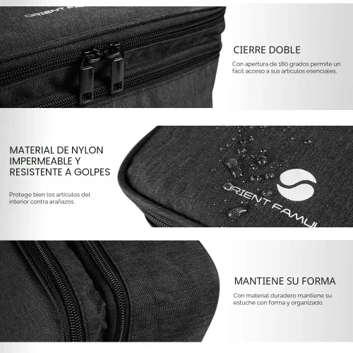 Vista 2 de Organizador de electrónica para viajes, bolsa organizadora de cables impermeable de doble capa, bolsa de almacenamiento de cables grande y a prueba