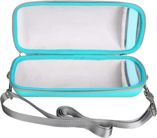 Vista 3 de Mchoi Funda rígida portátil para JBL Charge 4 / Charge 5 altavoz Bluetooth impermeable con correa para el hombro, solo funda, verde azulado