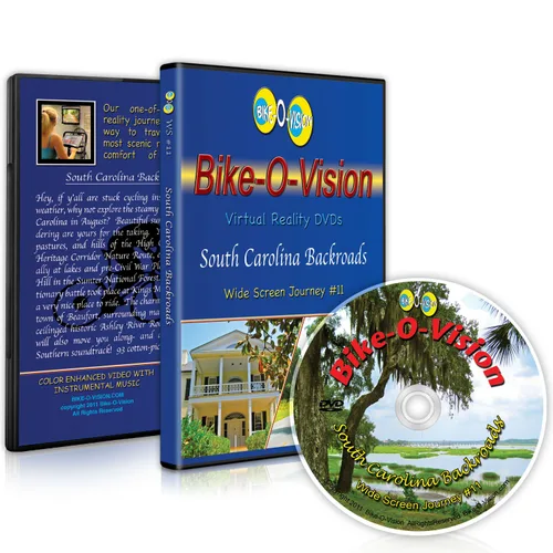 Bike-O-Vision - Virtual Cycling Adventure - South Carolina Backroads - Perfect for Indoor Cycling and Treadmill Workouts - Cardio Fitness Scenery