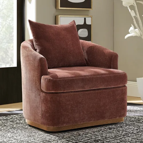 Vista 7 de HULALA HOME Silla giratoria moderna con base de madera maciza, óxido Herrumbre