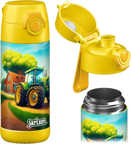 Vista 23 de Jarlson® MALI - Botella de agua para niños [18 onzas], botella térmica de acero inoxidable sin pajilla, botella de agua aislada a prueba de fugas
