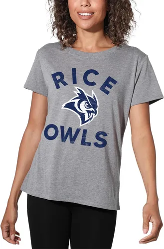 Vista 401 de Colección oficial de camisetas sueltas con logotipo desgastado grande universitario para mujer, jaspeado atlético