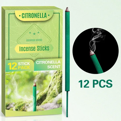 Vista 4 de SCENTORINI Varillas de incienso de citronela, citronela gruesa, varillas de incienso de hierba de limón, para jardín al aire libre, patio, acampada