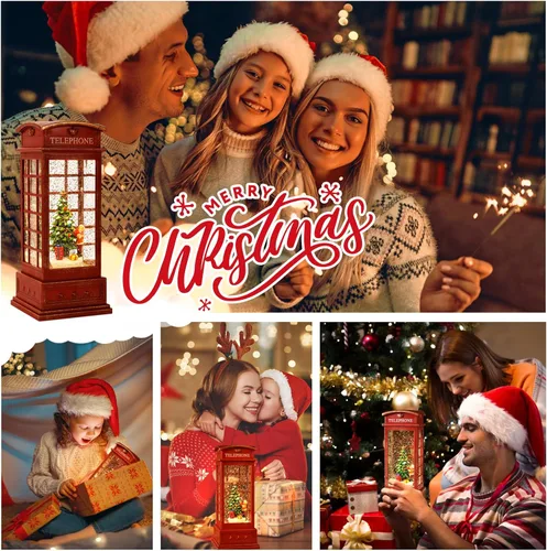 Vista 5 de Linterna de globo de nieve de Navidad, linterna de Navidad con música de 8 temas navideños, regalos de globo de nieve de Navidad con agua